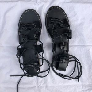 Madewell Black Leather Lace-up Sandal